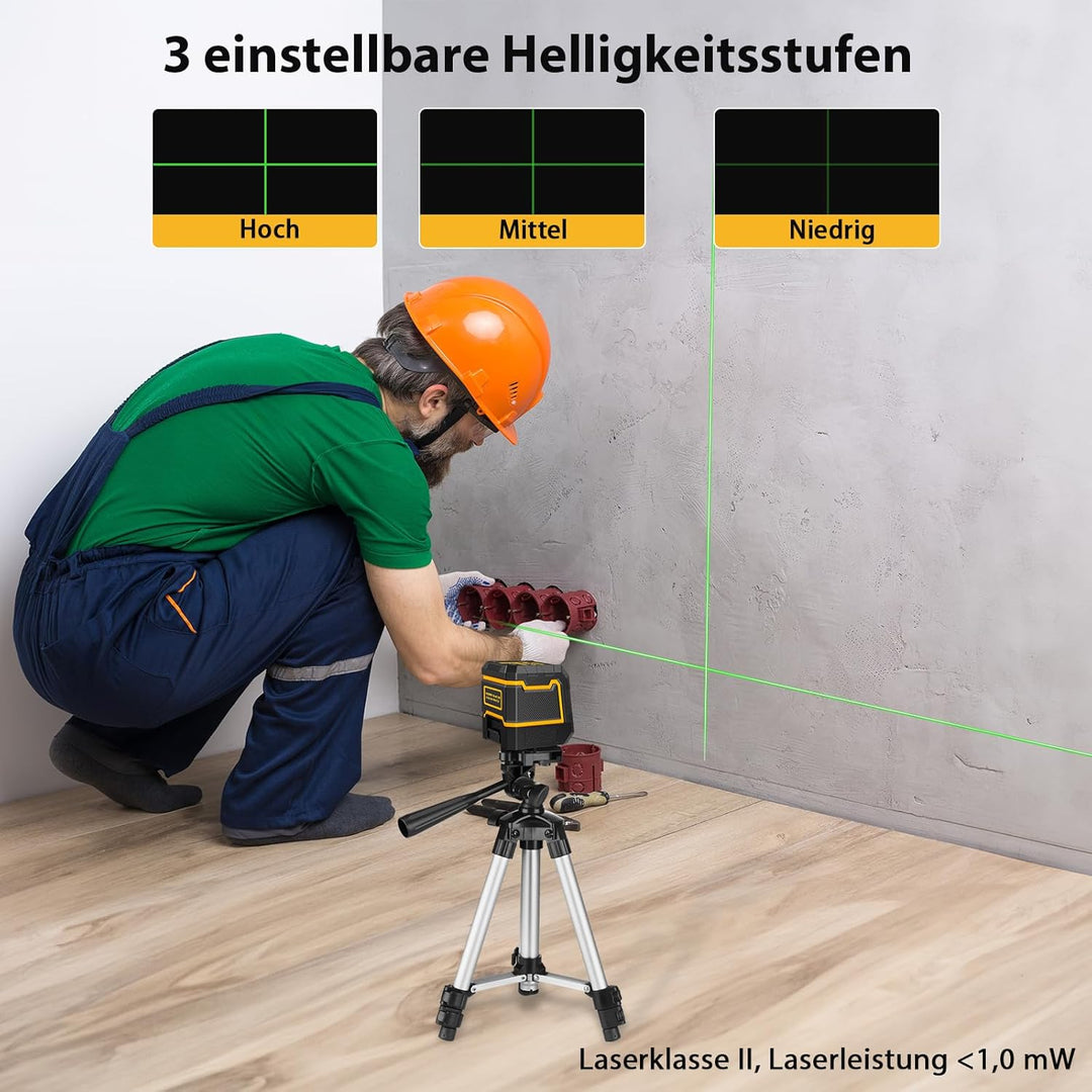 Kreuzlinienlaser mit Stativ,ASOBRIS Laser-Wasserwaage Selbstnivellierend Linienlaser Grün, Vertikale