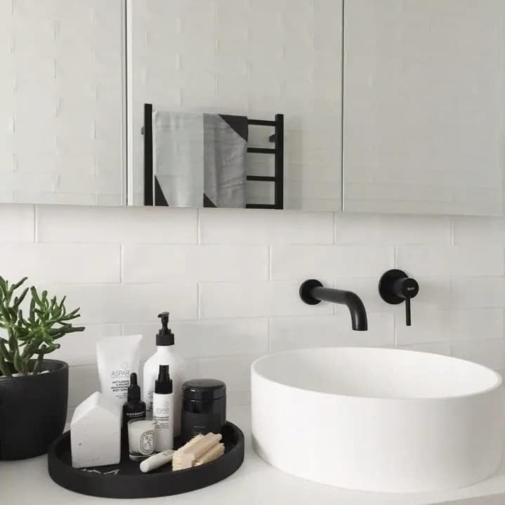 VBChome Waschtischarmatur Schwarz 2-Loch-Wandmontage Unterputz Bad Wasserhahn Waschtischarmatur Einh