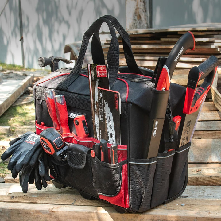 HAUTMEC Professionelle 18-Zoll (46cm) Rollwerkzeugtasche mit breiter Öffnung, Aufbewahrungstasche mi