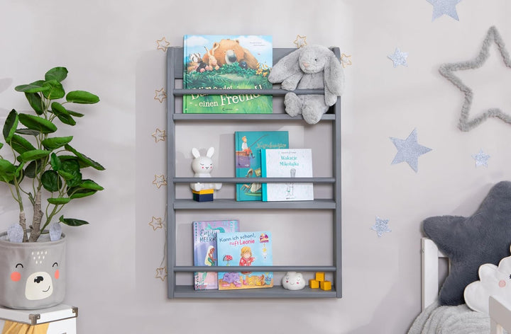 TiCAA Kinder Bücherregal Toni 55x80 & 60x130 Hellgrau 55x80, Hellgrau 55x80