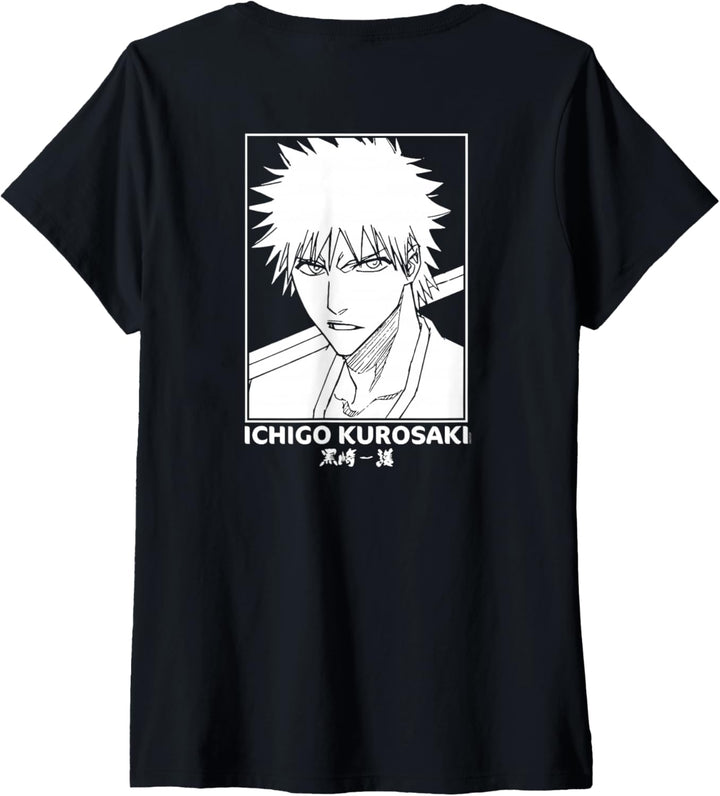 Bleach Retro Anime Ichigo Kurosaki T-Shirt mit V-Ausschnitt