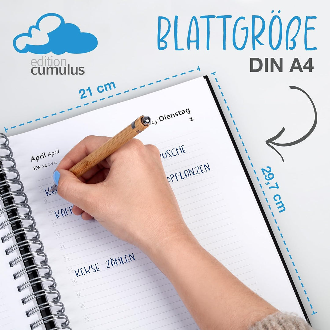 edition cumulus 2026/2027 Dicker Kalender DIN A4 – STORMY BLUE (graublau) - MADE IN GERMANY - Ideal