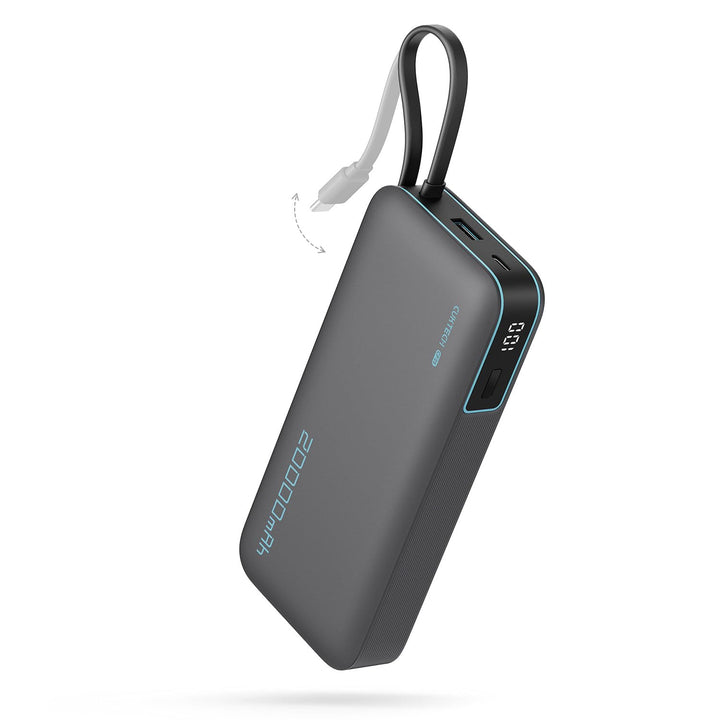CUKTECH 20000mah Power Bank, 45W Powerbank mit Integriertem USB-C Kabel, Externe Handyakkus mit Schn