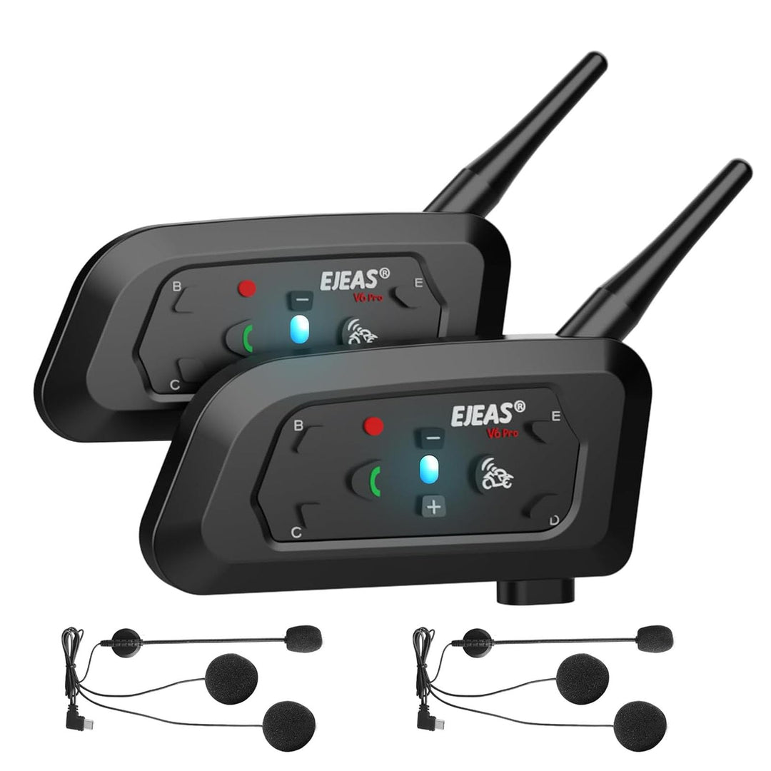 VNETPHONE V6 Motorrad Intercom Bluetooth Headsets 1200m bis zu 6 Reiters DSP-Rauschunterdrückung, Wa