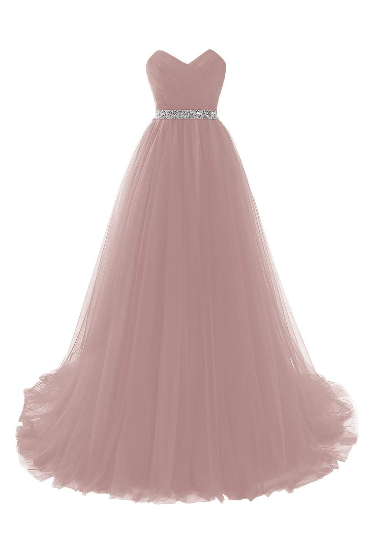 MisShow Abendkleid, Bustier, lang, sexy, mit Pailletten, Schlitten aus Chiffon, 32-46 Gr. 38, Rosa