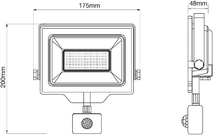 Noxion Led-Scheinwerfer Beamy G3 50W 5500lm 110D - 830 Warmweiss | IP65 - Bewegungs- Und Lichtsensor