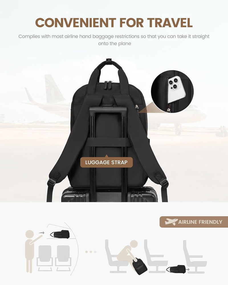 LOVEVOOK Rucksack Damen, Schulrucksack Teenager Für 15,6 Zoll Laptop, Reise Rucksack Handgepäck Flug