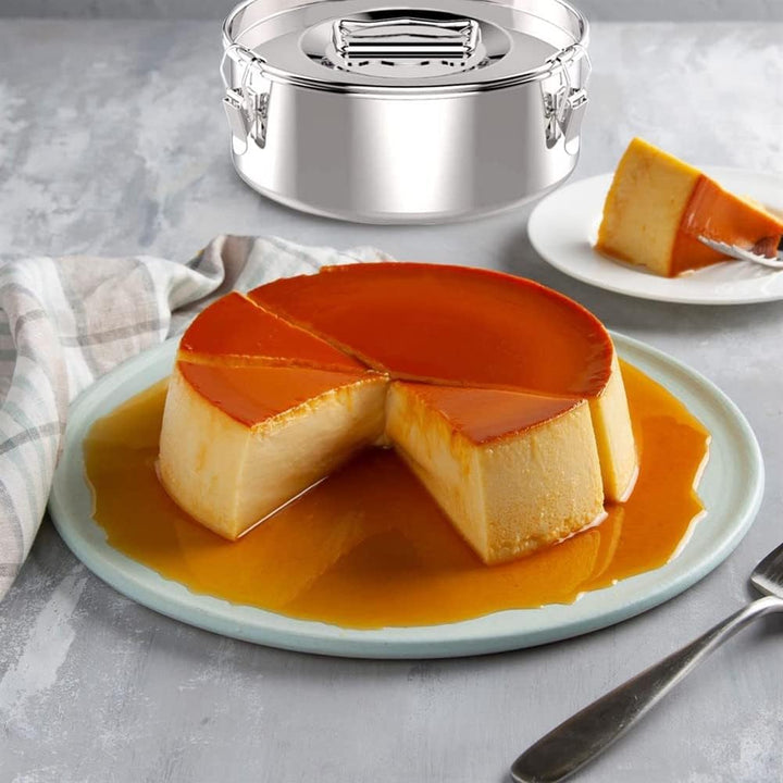 Hausdec Flan Pan Oastry Backform mit Deckel – Flan Maker für 6 Vierteltöpfe