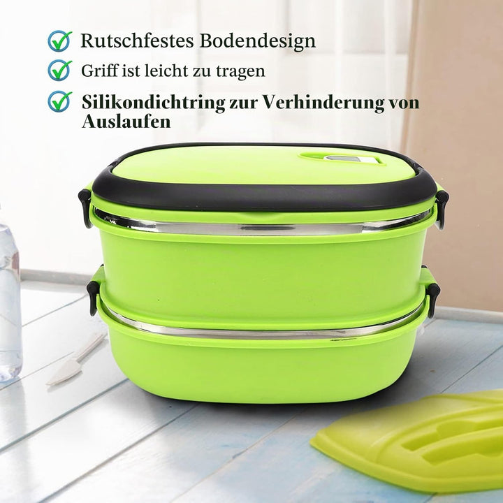 plplaaoo Tragbare Lunchbox, Thermo Bento Box, Edelstahl Lebensmittelbehälter, Isolier Lebensmittel A