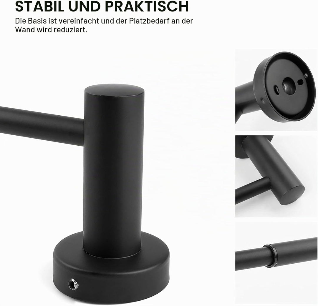 Handtuchstange Verstellbar, WJUAN Handtuchstange schwarz Mattlack verstellbar von 43 cm bis 72 cm, 3