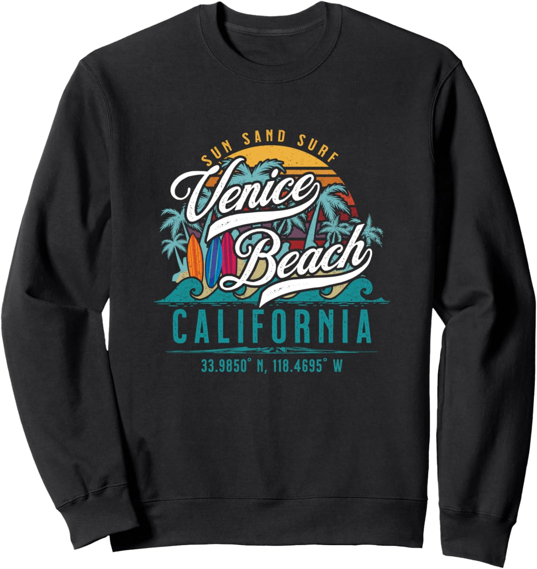 Retro Venice Beach California Sun Sand Surf Palmen Sweatshirt