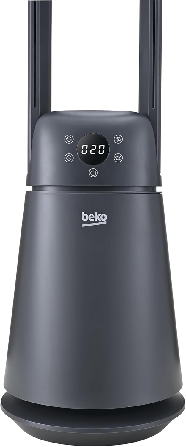 Beko EBA5000B Ventilator ohne Flügel, 37 W, 20 Geschwindigkeiten, LED-Display, Timer 8 h, Fernbedien