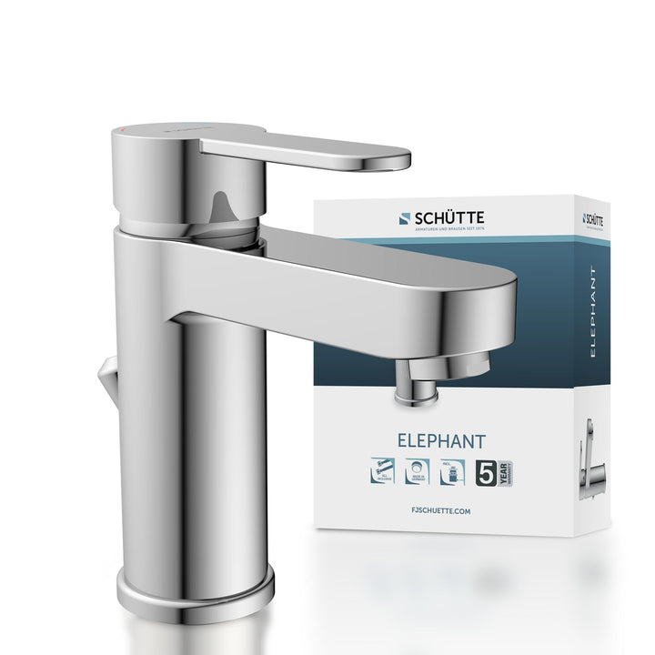 Schütte ELEPHANT Waschtischarmatur, elegante Mischbatterie inkl. Ablaufventil fürs Badezimmer, Wasse