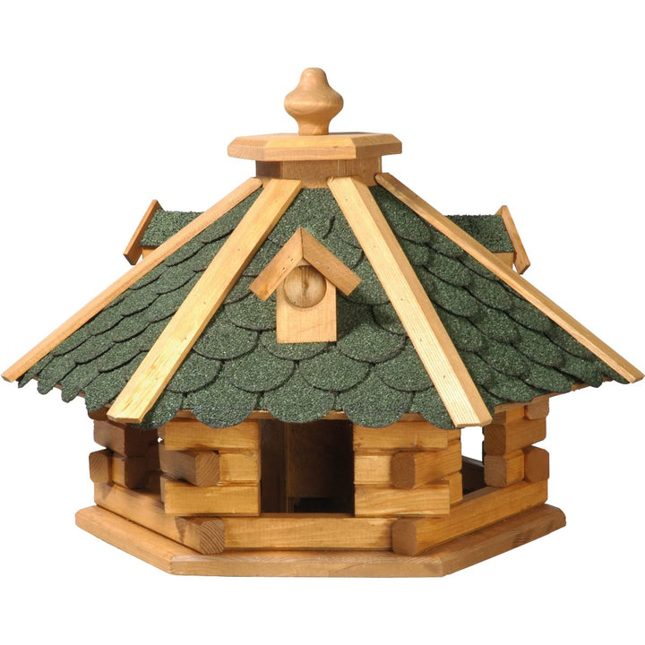 dobar® 98720e Vogelfutterhaus Bitumenschindeldach 6-eckig - Vogelhaus aus Massivholz - Vogelfutterst