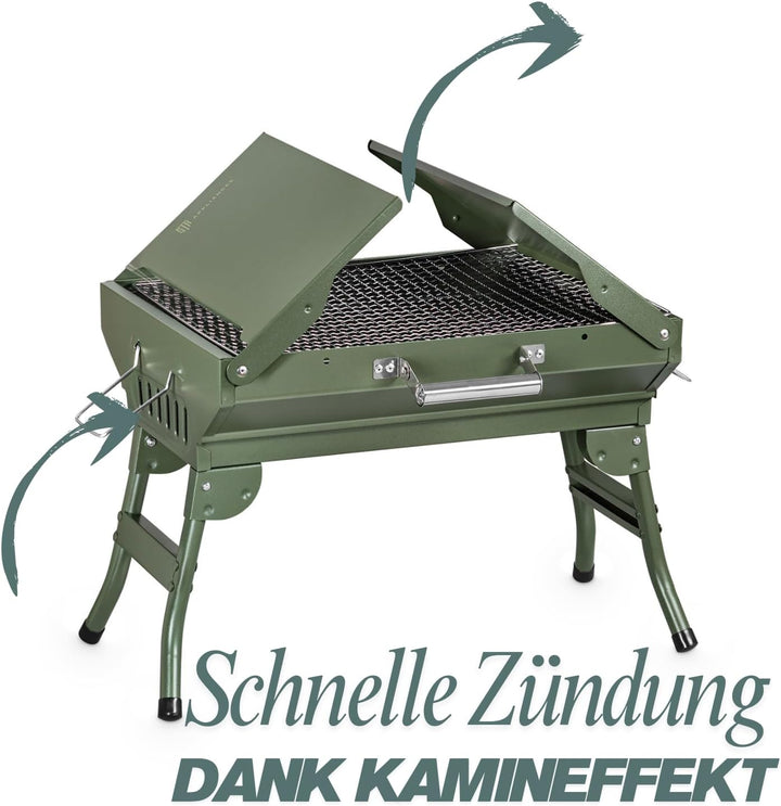 Tragbarer Camping Grill, Faltbare Holzkohlegrills, Tischgrill Holzkohle für Reisen 45x31 cm, Tischgr