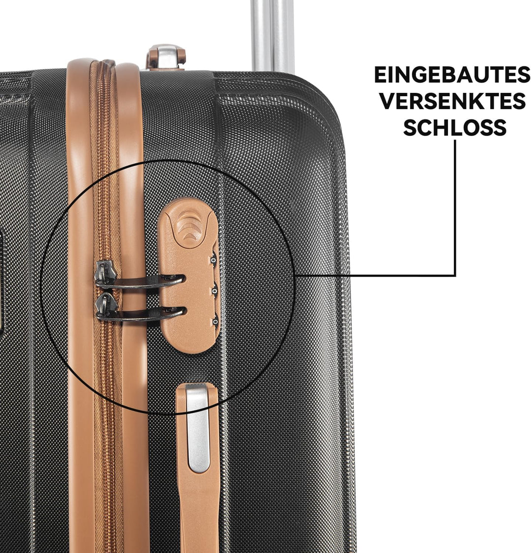 Hartschalenkoffer Set 3 Teilig, Kratzresistente Premium ABS-Hartschale, 55 64 74 cm, 360-Grad-Doppel