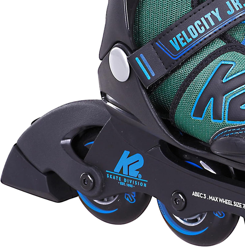 K2 Skates Jungen Inline Skates Velocity JR B, Black - Blue - Green, 30G0826 L (EU: 35-40 / UK: 3-7 /