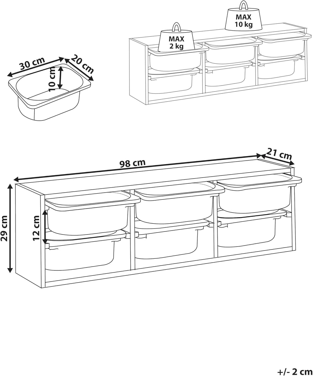 Beliani Originelles Wandregal mit 6 Boxen und Schubladen Kinderzimmer Spanplatte Kunststoff Weiss To