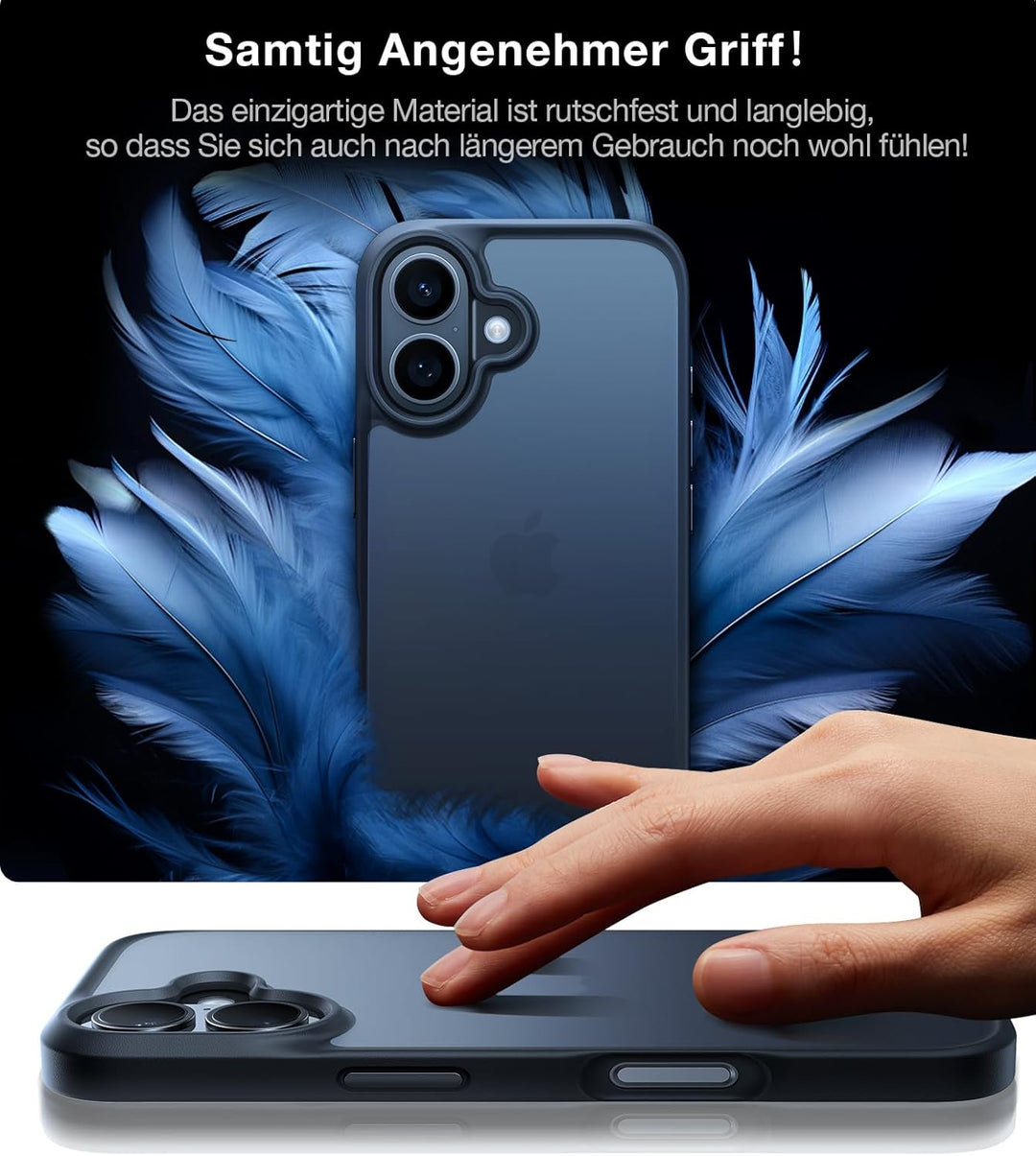 TORRAS Guardian für iPhone 16 Hülle [TOP Militärschutz mit 360° Airbags] Samtweiche Haptik Kratzfest
