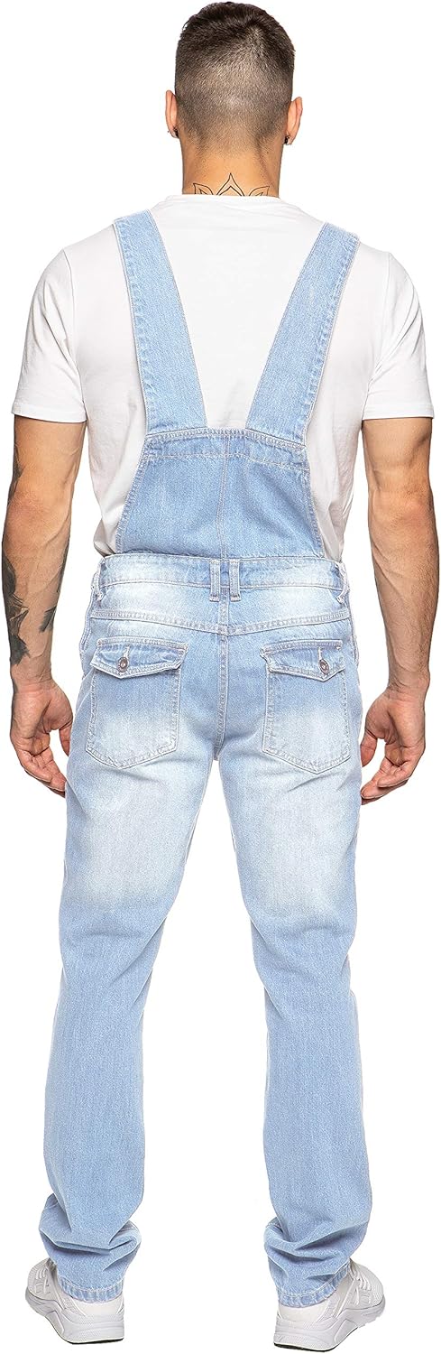 989Zé ENZO Herren Latzhose Denim Blau Arbeitsmode Latzhose Casual Overalls Jeans 30 - 50 Taillengrös