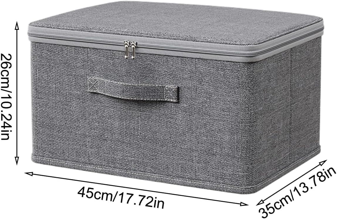 Verschliessbare Aufbewahrungsbox, 45x35x26cm Stoff Aufbewahrungsbox Mit Deckel, Faltbare Stoff Box,
