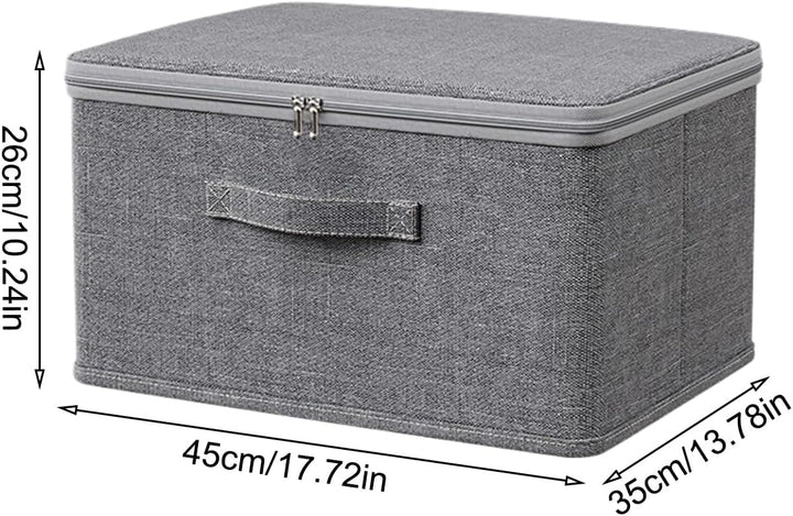 Verschliessbare Aufbewahrungsbox, 45x35x26cm Stoff Aufbewahrungsbox Mit Deckel, Faltbare Stoff Box,