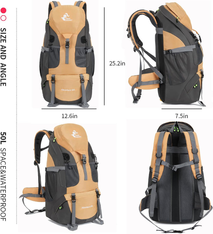 Bseash 50L Leichter wasserfester Wanderrucksack, Outdoor Sport Tagesrucksack Multifunktions Reisetas