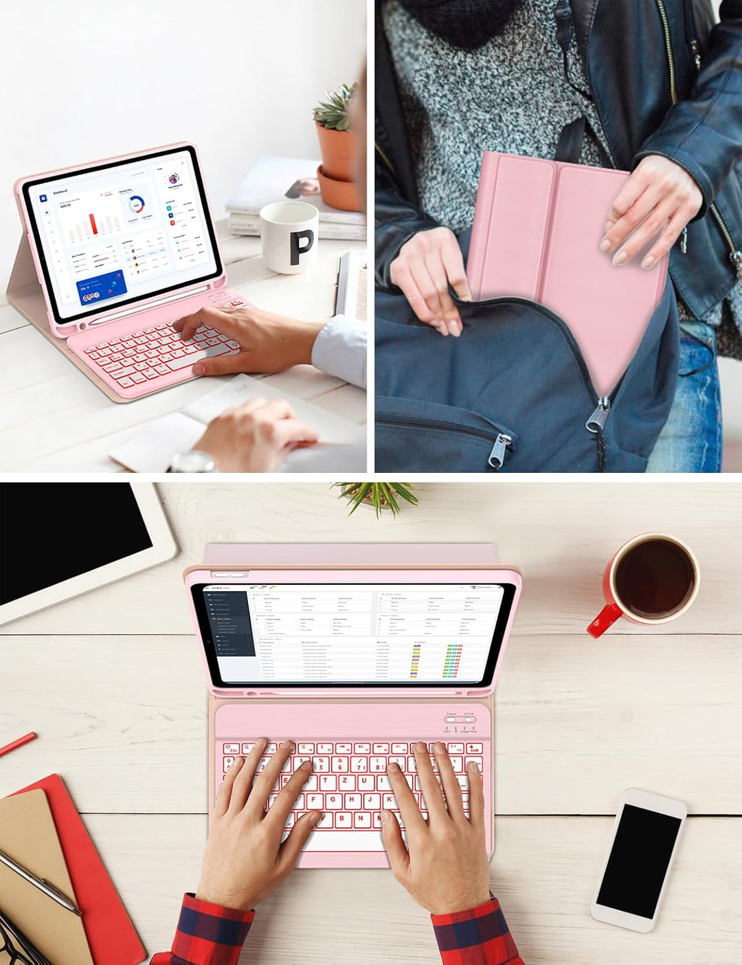 Tastatur Hülle für iPad 10 Generation/A16 11 Generation - 7-Farben Beleuchtung Keyboard Cover mit St