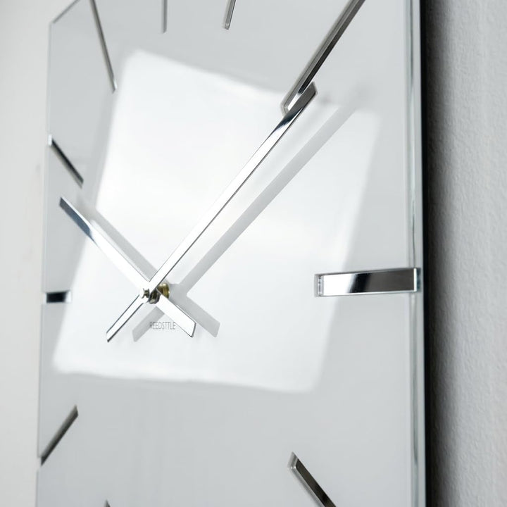 FLEXISTYLE Moderne grosse Wanduhr Exact 50cm, Acrylglas und Acrylspiegel, Stille, Wohnzimmer, Schlaf
