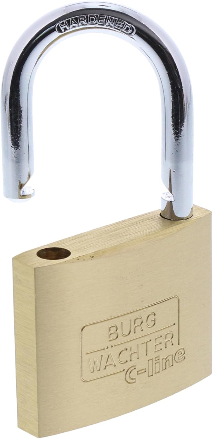 Burg Wächter Vorhängeschloss, C-Line 222 60 SB, inkl. 2 Schlüssel, Messing 60 mm (Packung mit 2) 60