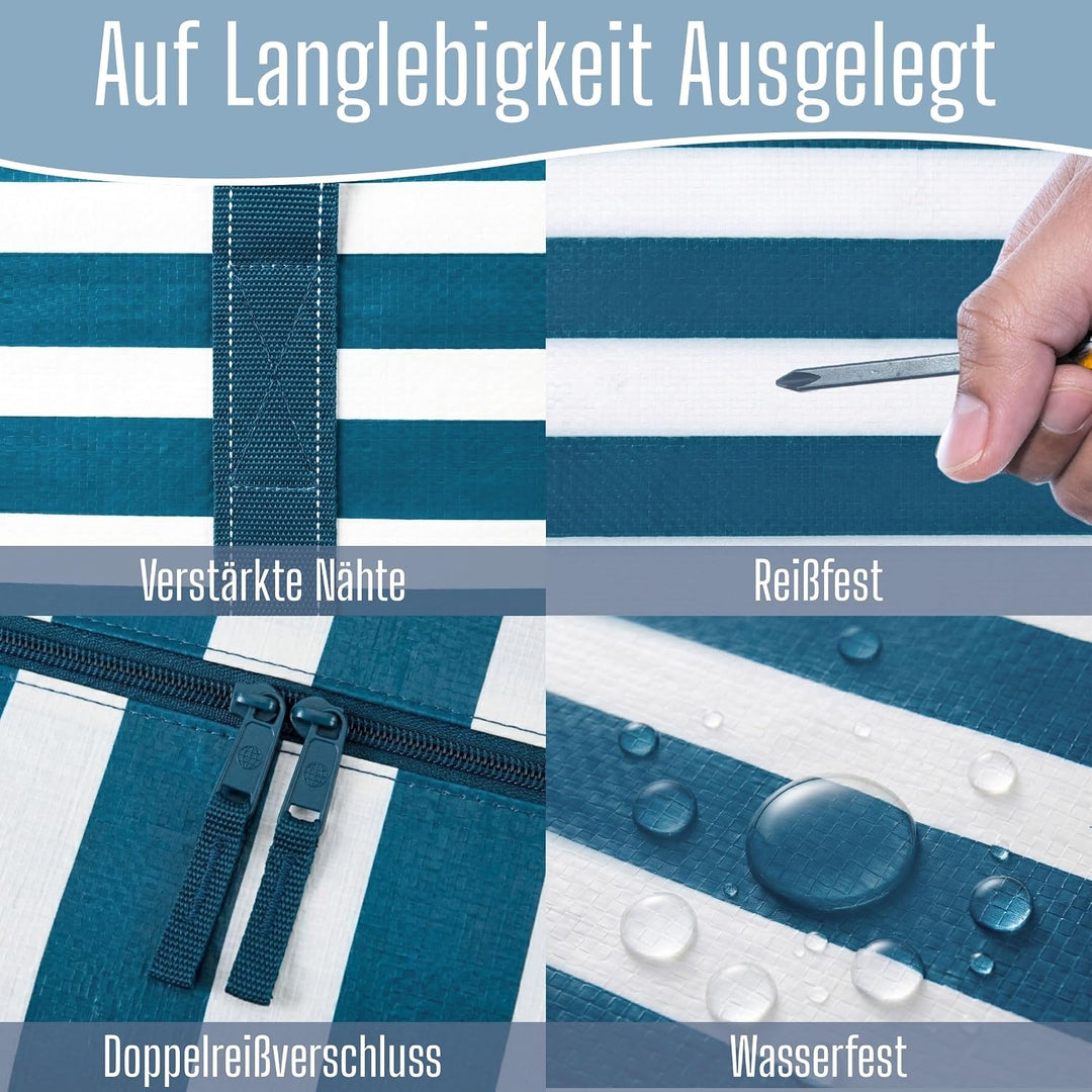 VENO 102 Liter Grosse Aufbewahrungstasche mit Deckel, Starke Griffe Umzugstaschen mit Reissverschlüs