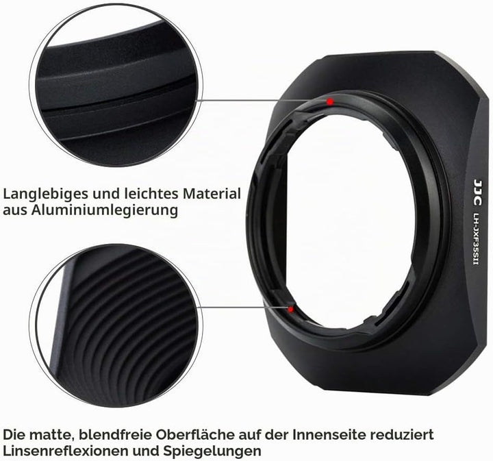 JJC Black Square Bajonett Objektiv für Fujifilm Fujinon XC 35mm F2, XF 23mm F2 R WR, XF 35mm F2 R WR