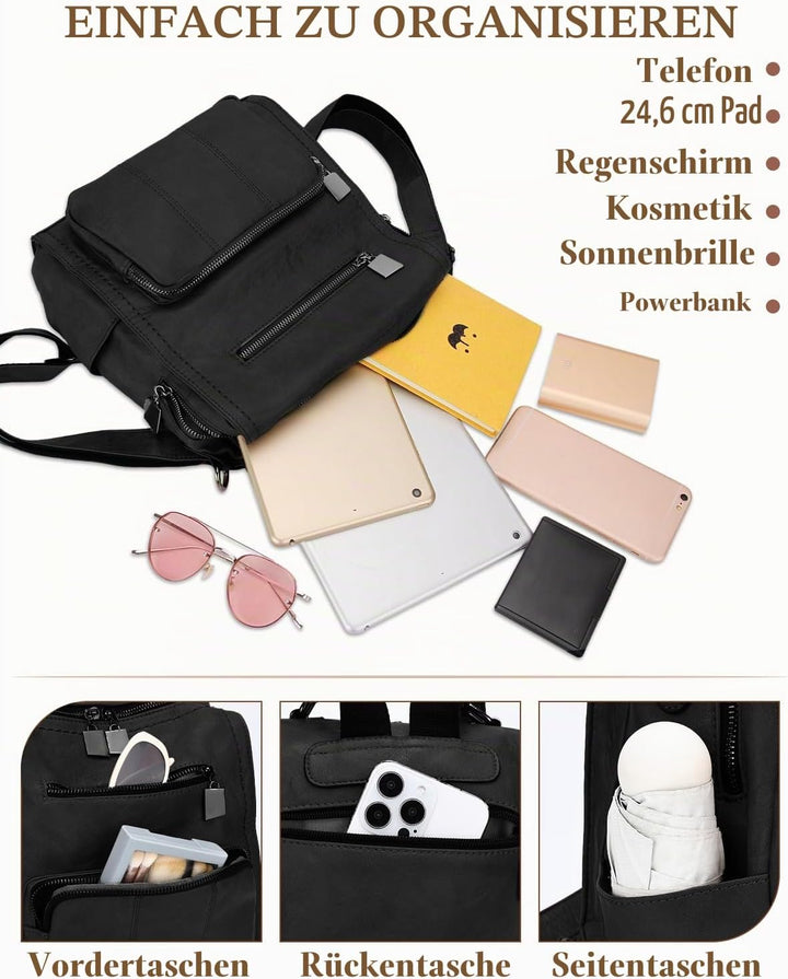 RAVUO Damen Rucksack,PU Leder Rucksack Mode Rucksäcke Rucksackhandtaschen Schulrucksäcke Reise Daypa
