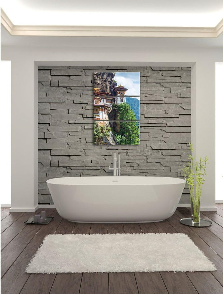 Pixxprint Buddha Tempel in China 3-Teiler Leinwandbild 120x80 Bild auf Leinwand