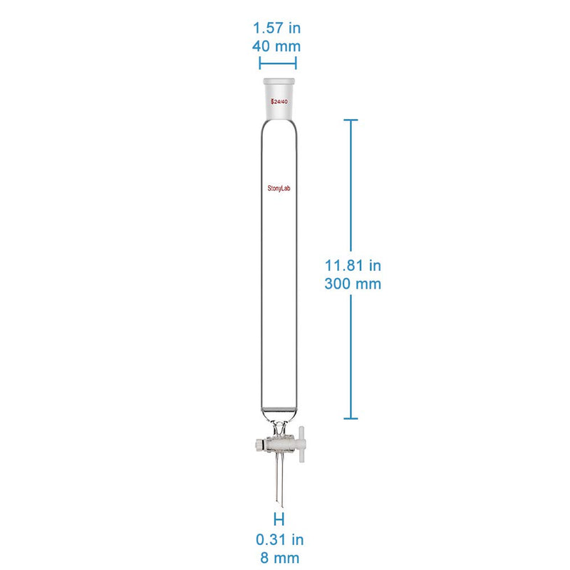 stonylab Chromatographie Säule aus Borosilikatglas, Chromatography Column 24/40 Gelenk Chromatograph