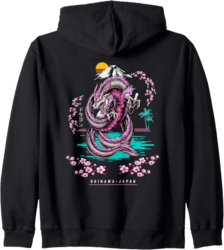 Welcome to Okinawa Japan Drachen Dragon Asian Retro Design Kapuzenjacke