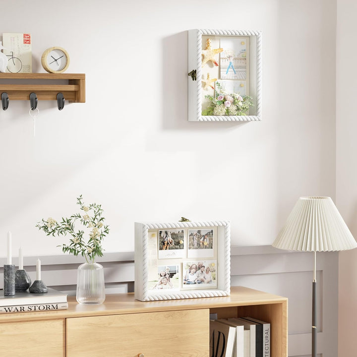 Alsonerbay 3D-Bilderrahmen 20x25cm, Objektrahmen mit Schattenbox und Glasscheibe für Hochzeit, Taufe