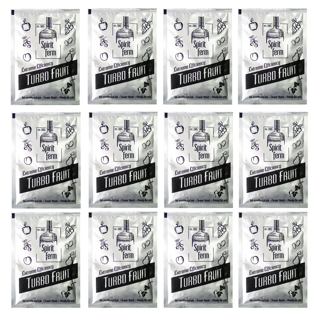 12 x Turbohefe für früchte maische - Turbo Fruit 40g, Hefe für die Fruchtgärung, Turbo Hefe, Wodkahe