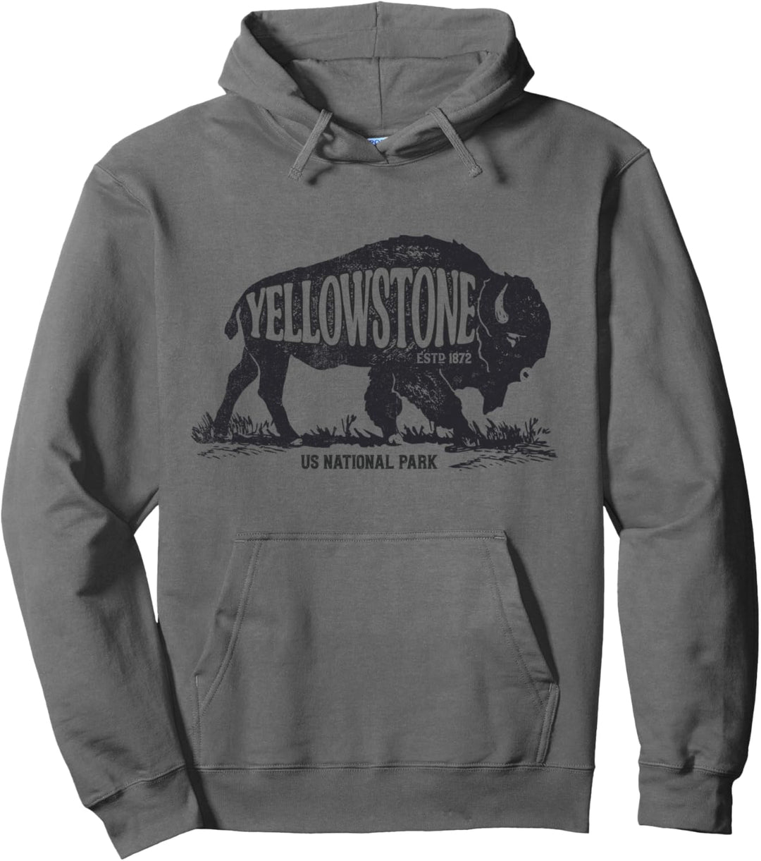 Yellowstone US National Park Bison Buffalo Vintage Men Women Pullover Hoodie