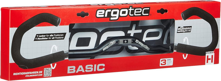 ergotec Fahrradlenker Lenkerbügel AHS-Basic Comfort 25.4 / Aluminium AL6061-T6 Schwarz, Schwarz