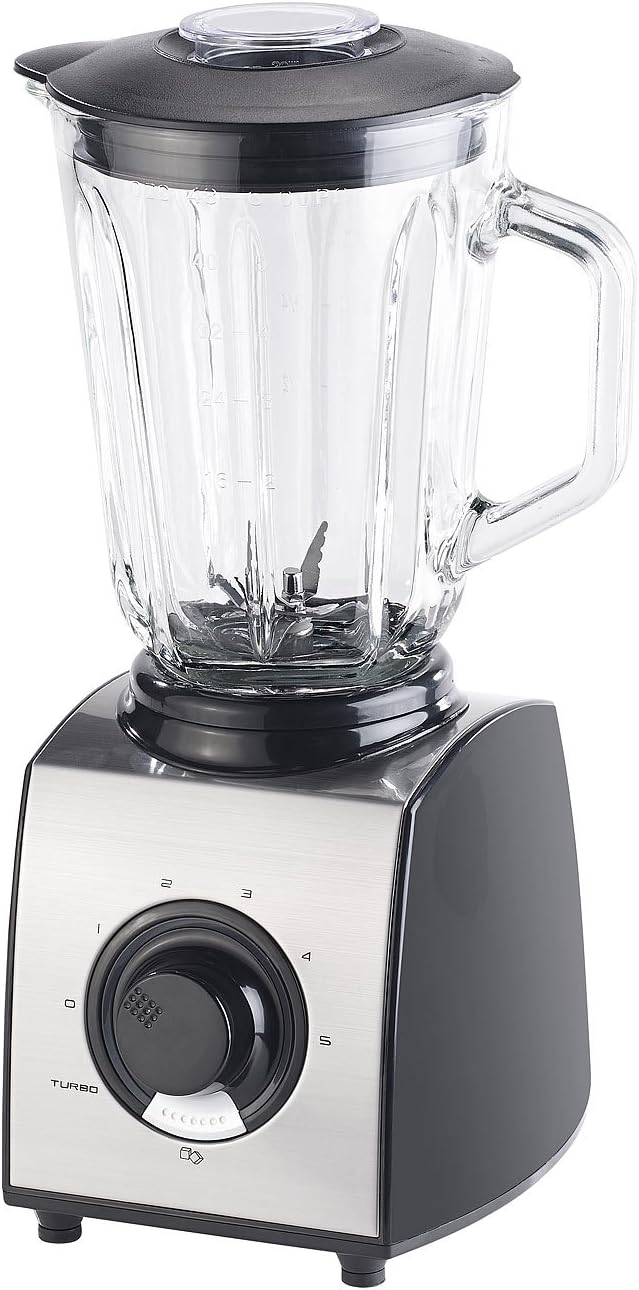 Rosenstein &amp; Söhne Küchenmixer: Glas-Standmixer, 6 Klingen, 7 Modi, Ice Crush, 600W, 1,5l, Profi-Cle