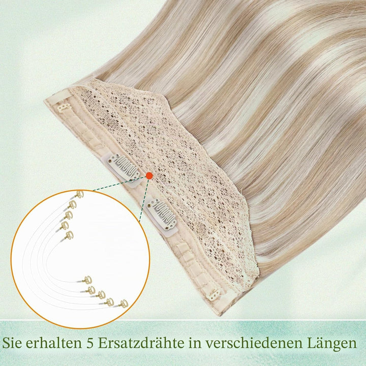 Easyouth Draht Hair Extensions Echthaar Blond Wire Haar Extensions Remy Echthaar miut Draht Extensio