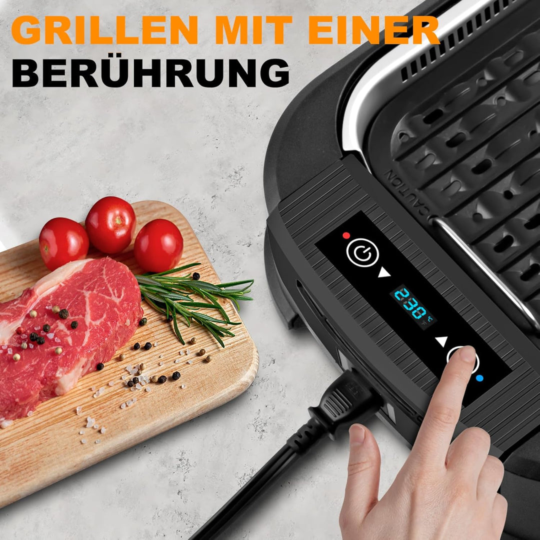CUSIMAX Elektrogrill Tischgrill, 1500W Elektrogrill mit Deckel, Antihaftbeschichtung Grillplatte & G