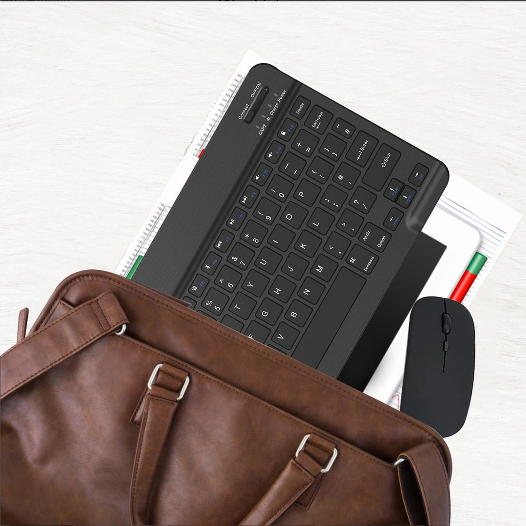 Kabellose Bluetooth Tastatur & Maus, Ultraflache drahtlose Tastatur (Deutsches QWERTZ-Layout) mit Ma