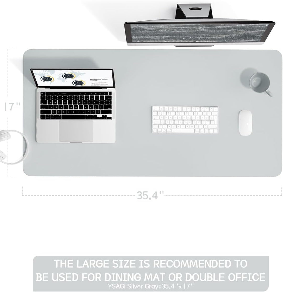 YSAGi Schreibtischunterlage, Mauspad mit Leder und Rutchfeste Wildleder, Multifunktionales Office Mo
