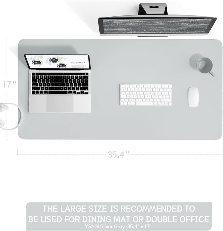 YSAGi Schreibtischunterlage, Mauspad mit Leder und Rutchfeste Wildleder, Multifunktionales Office Mo