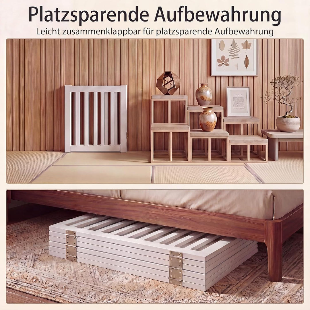 GYMAX 6-teilig Absperrgitter Hund, 61cm Hoch Schutzgitter aus Holz mit 360° Scharnieren & Dreibeinst