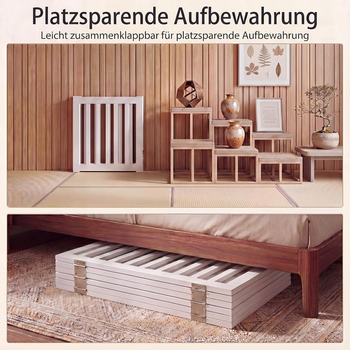 GYMAX 6-teilig Absperrgitter Hund, 61cm Hoch Schutzgitter aus Holz mit 360° Scharnieren & Dreibeinst