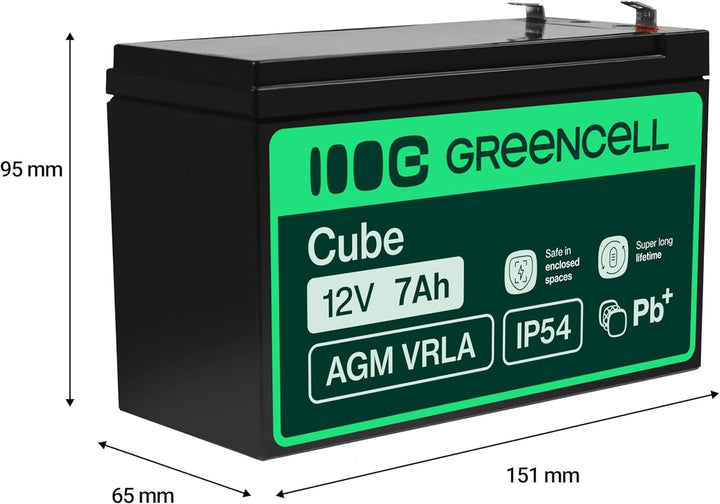 Green Cell AGM 12V 7Ah Akku VRLA Blei-Batterie Bleiakku Ersatzakku Gelakku Akkubatterie Zyklenfest U