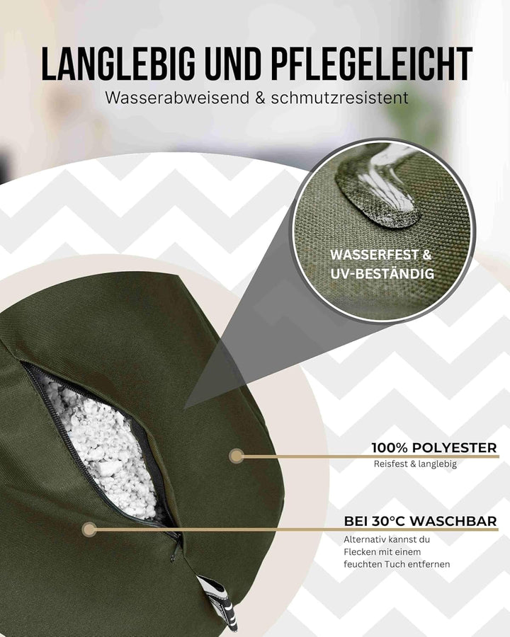 PATCH HOME Patchhome Sitzsack Tropfenform mit Reissverschluss Nachfüllbar - für In &amp; Outdoor - mit S